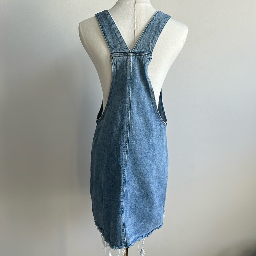 Wild Fable Women Distressed Denim Overalls Skirt 90’s Style Streetwear‎ Farmer M - Picture 3 of 7